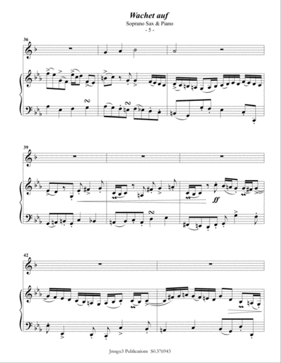 Bach: Wachet auf for Sax Quartet Saxophone Quartet scores gallery preview page 6