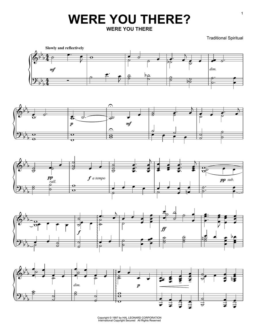 Were You There? Piano Solo scores gallery preview page 1