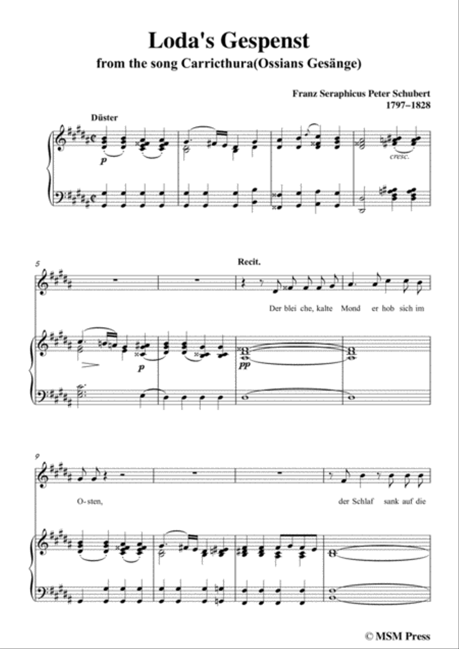Schubert-Loda’s Gespenst,in g sharp minor,D.150,for Voice and Piano Voice Solo scores gallery preview page 3