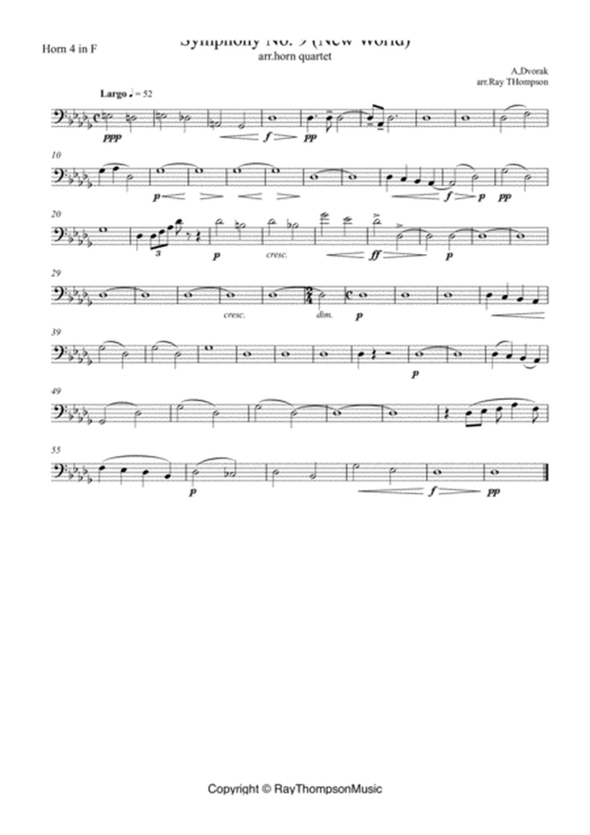 Dvorak: Mvt.II Largo (extract) from Symphony No.9 (New World) Op.95 - horn quartet image number null