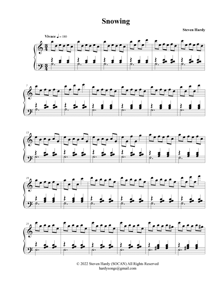 Snowing Piano Solo scores gallery preview page 1