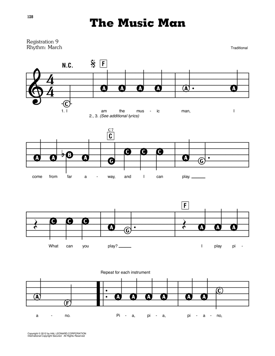The Music Man Electronic Keyboard scores gallery preview page 1