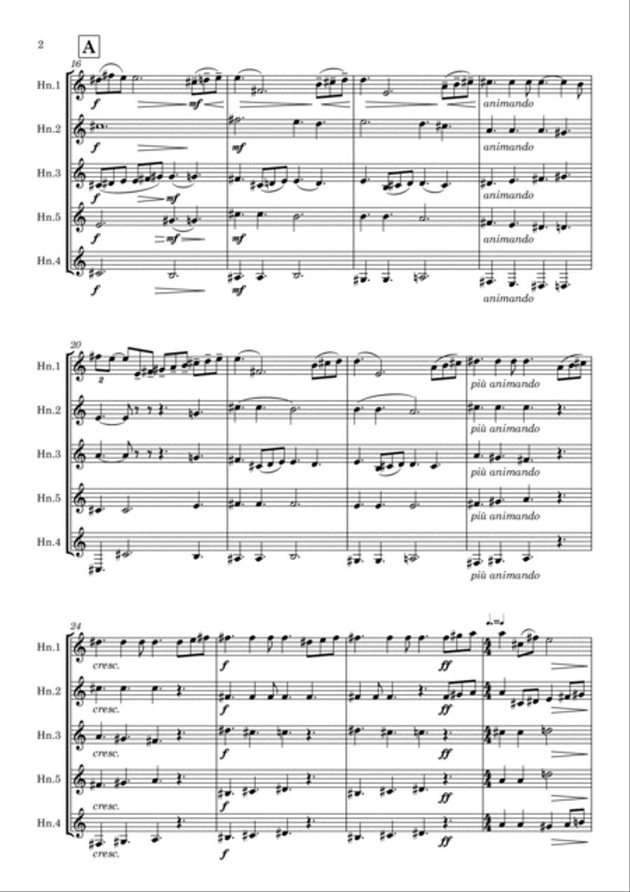 Tchaikovsky: Symphony No. 5 Op.64 Mvt.II Andante cantabile (extract) - horn quartet Brass Quartet scores gallery preview page 3