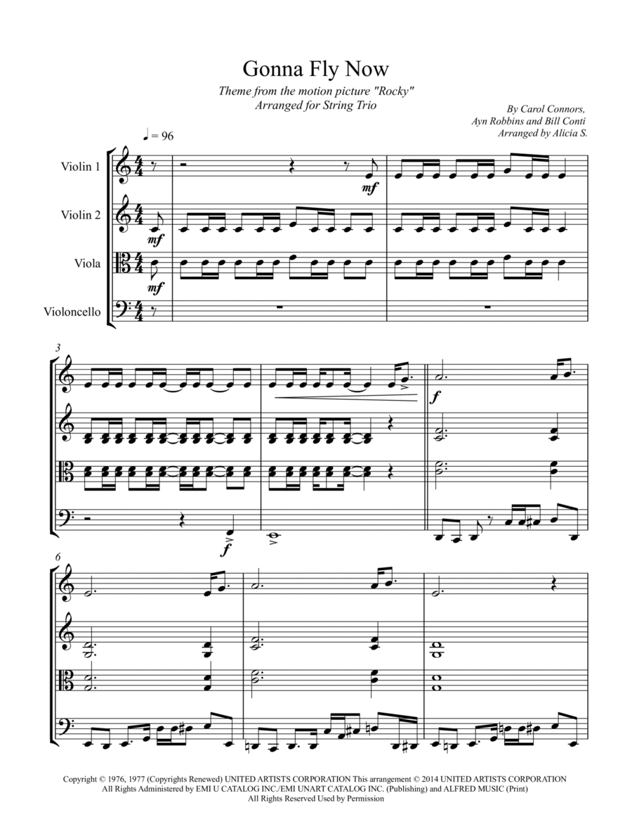 Gonna Fly Now Gonna Fly Now String Trio scores gallery preview page 1