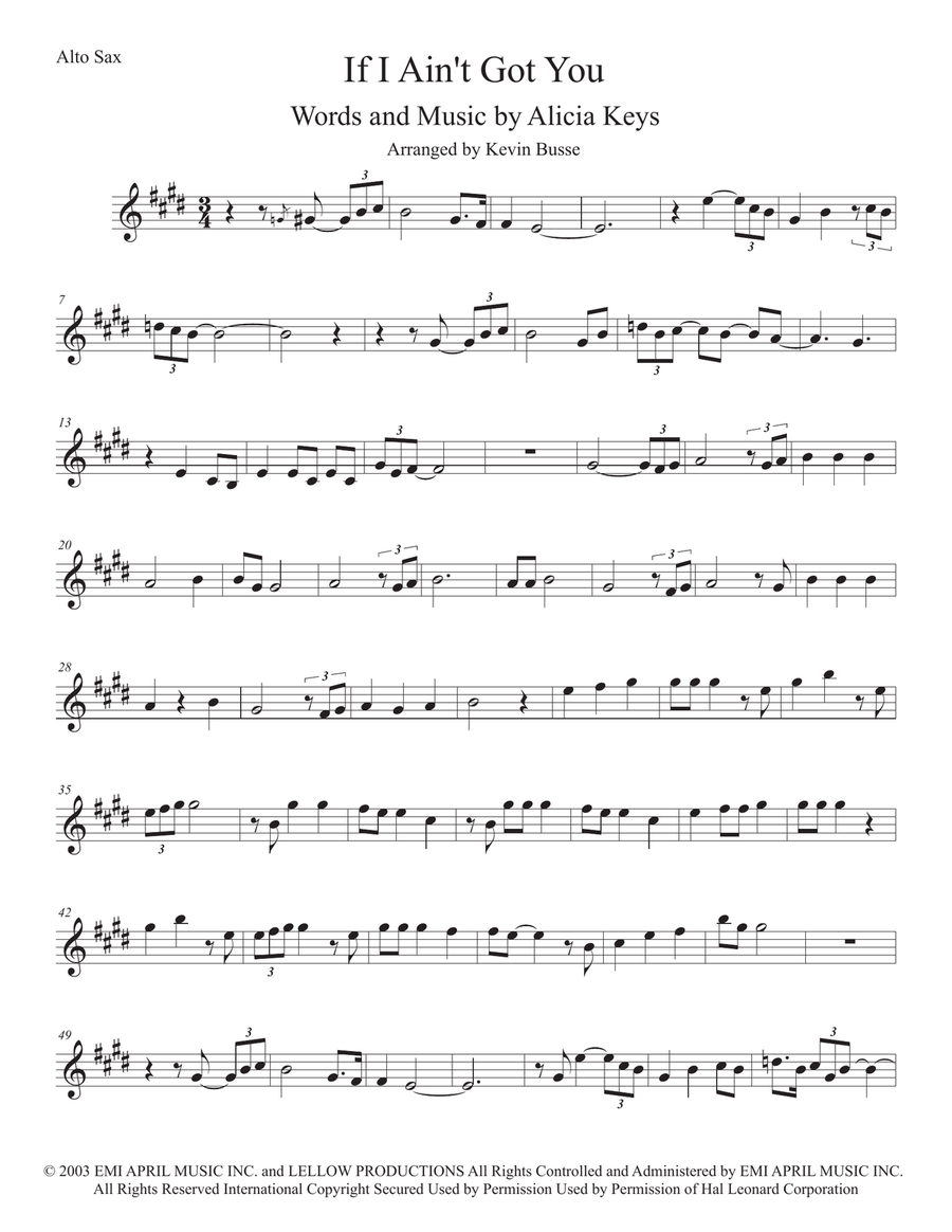 If I Ain't Got You Alto Saxophone scores gallery preview page 1