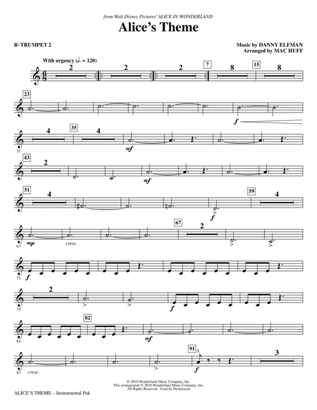 Alice's Theme (from Alice In Wonderland) (arr. Mac Huff) - Bb Trumpet 2
