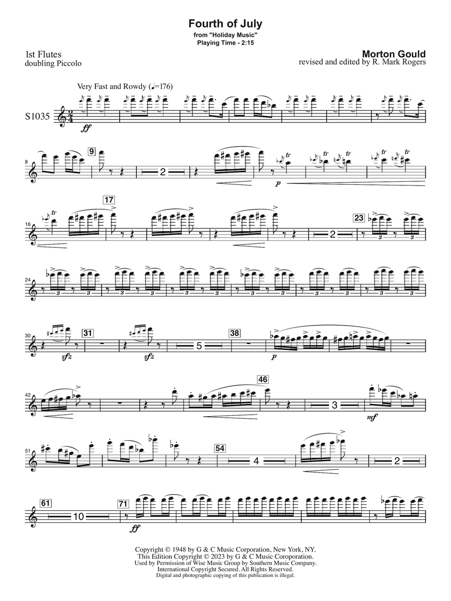 Fourth of July (arr. R. Mark Rogers) - Flute 1 Concert Band scores gallery preview page 1