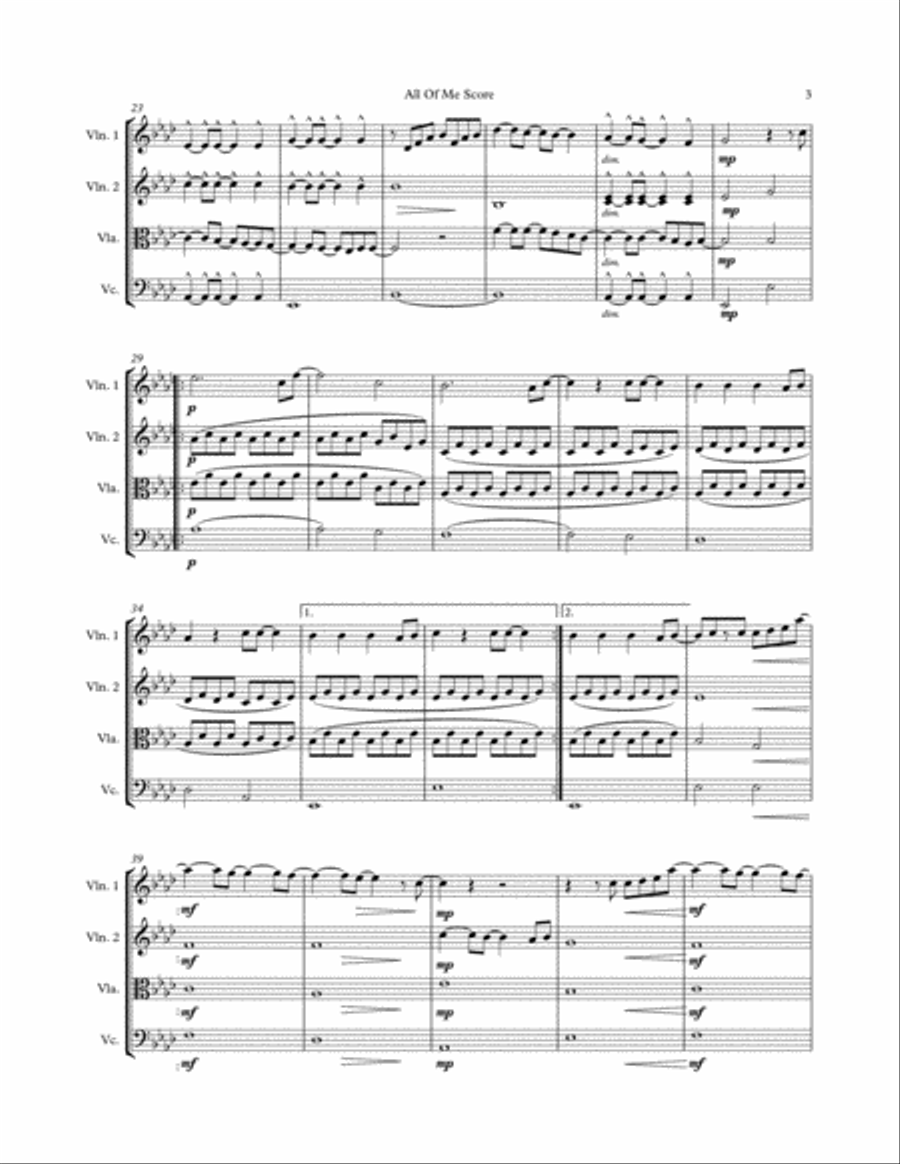 All Of Me All Of Me String Quartet scores gallery preview page 4