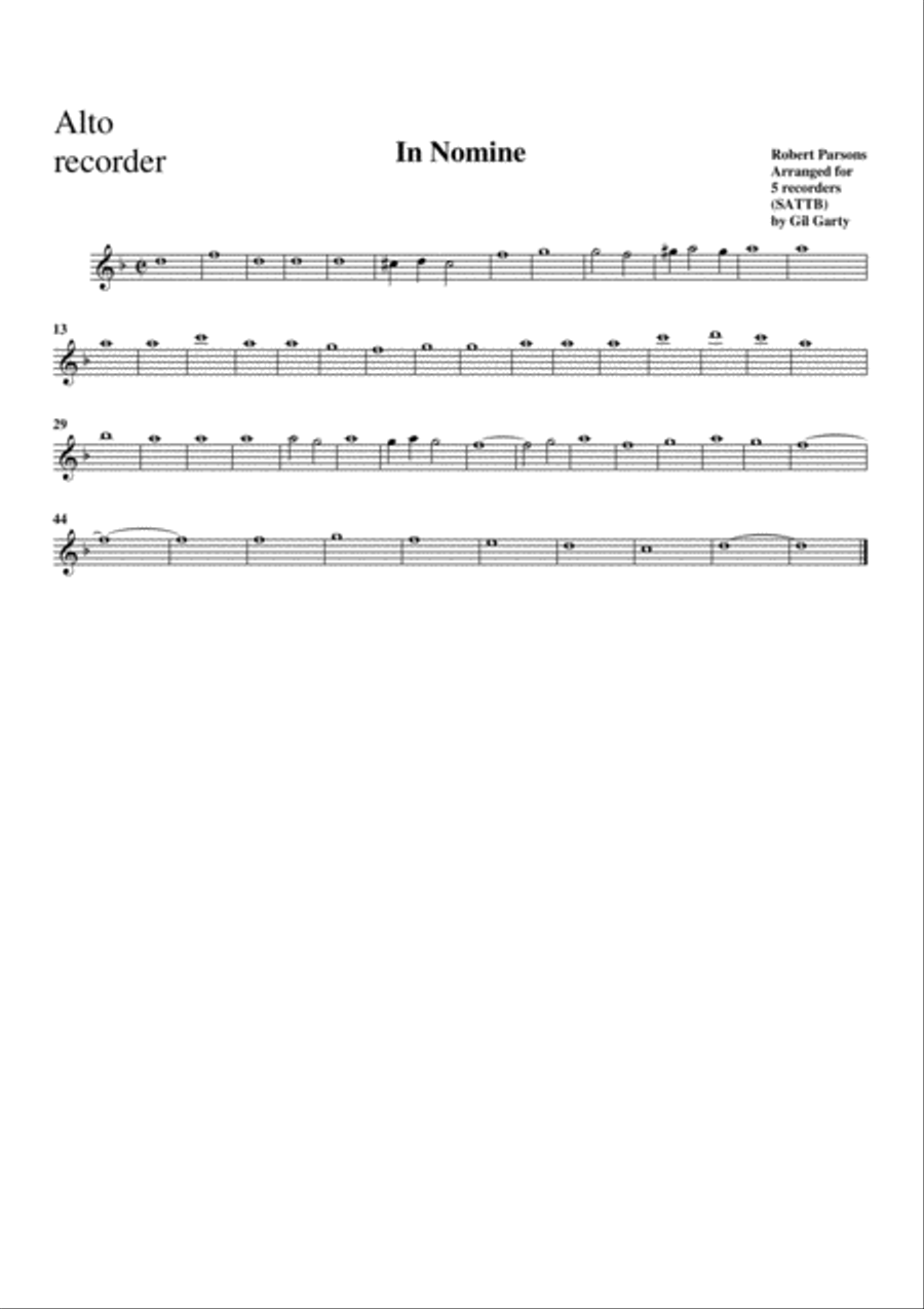 In Nomine a5 (arrangement for 5 recorders)