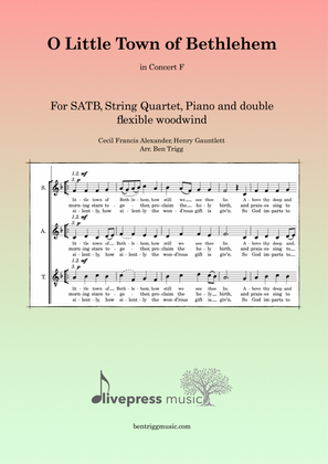 O Little Town of Bethlehem (in Concert F) – SATB, String 4tet, Piano, flexible woodwind