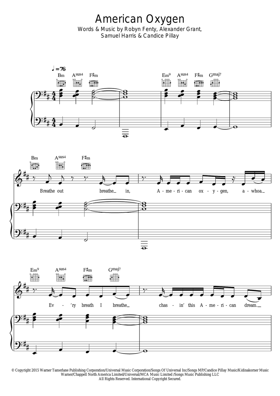 American Oxygen Piano, Vocal, Guitar scores gallery preview page 1