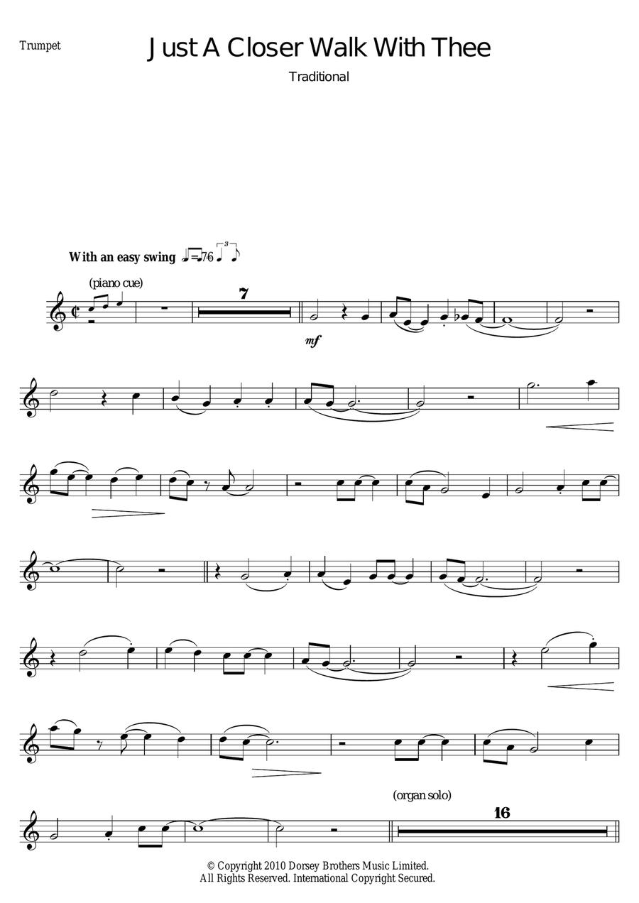 Just A Closer Walk With Thee Trumpet Solo scores gallery preview page 1