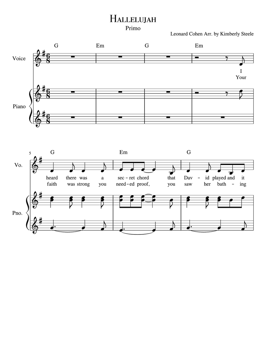 Hallelujah Easy Piano scores gallery preview page 6
