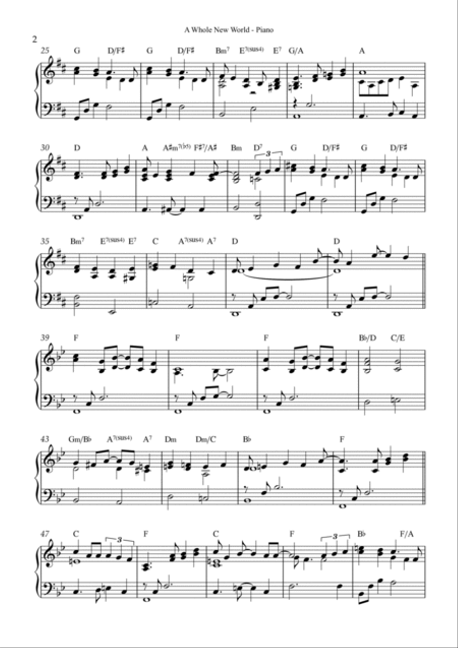 A Whole New World (reprise) Piano Solo scores gallery preview page 2