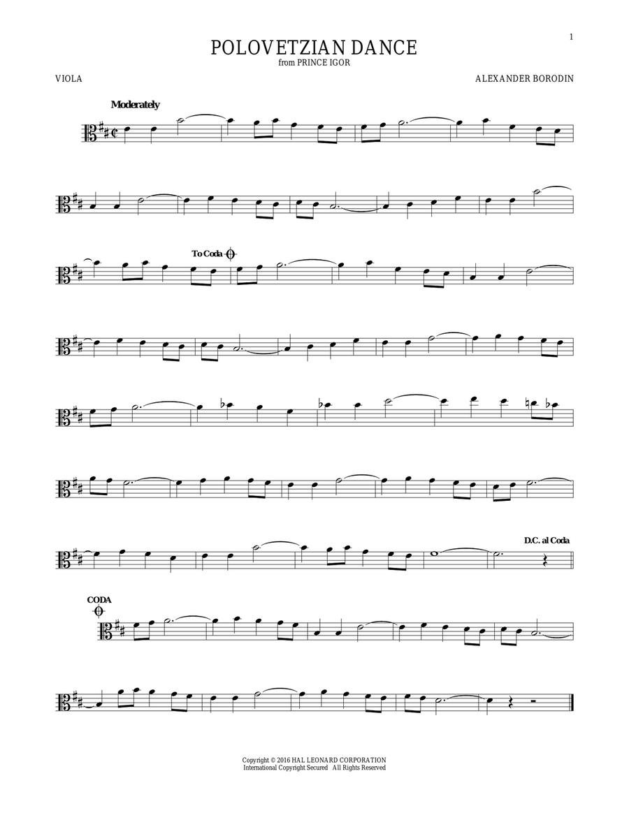 Polovetsian Dances Polovetsian Dances Viola Solo scores gallery preview page 1