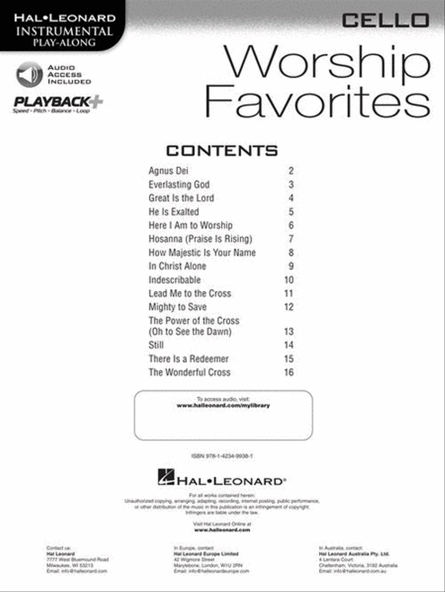 Worship Favorites Cello scores gallery preview page 3