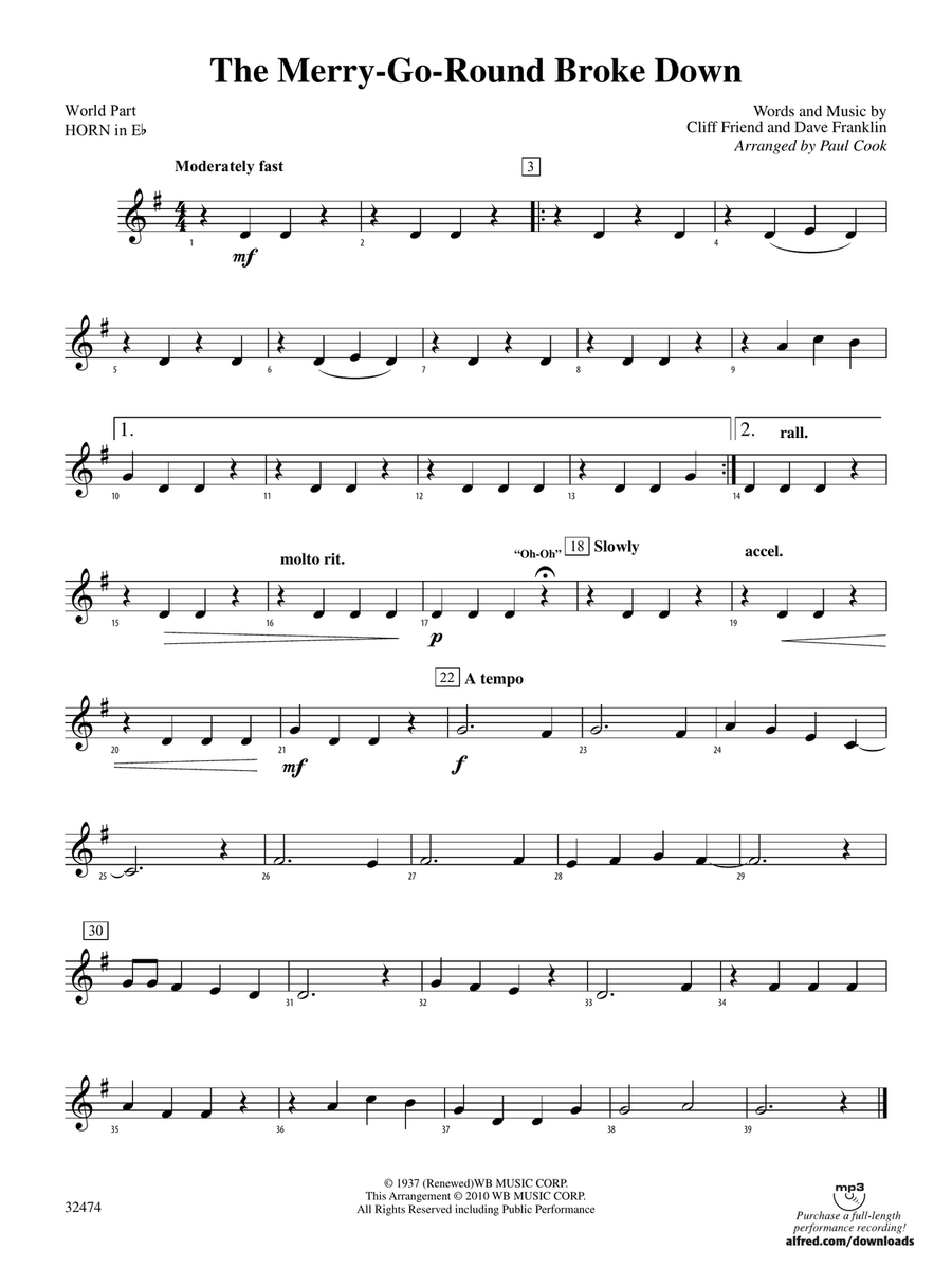 The Merry-Go-Round Broke Down: (World Part) 1st Horn in E-flat