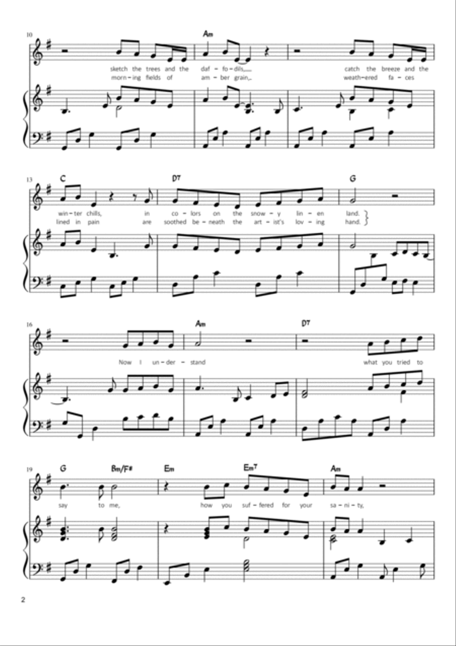 Vincent (starry Starry Night) Voice scores gallery preview page 2