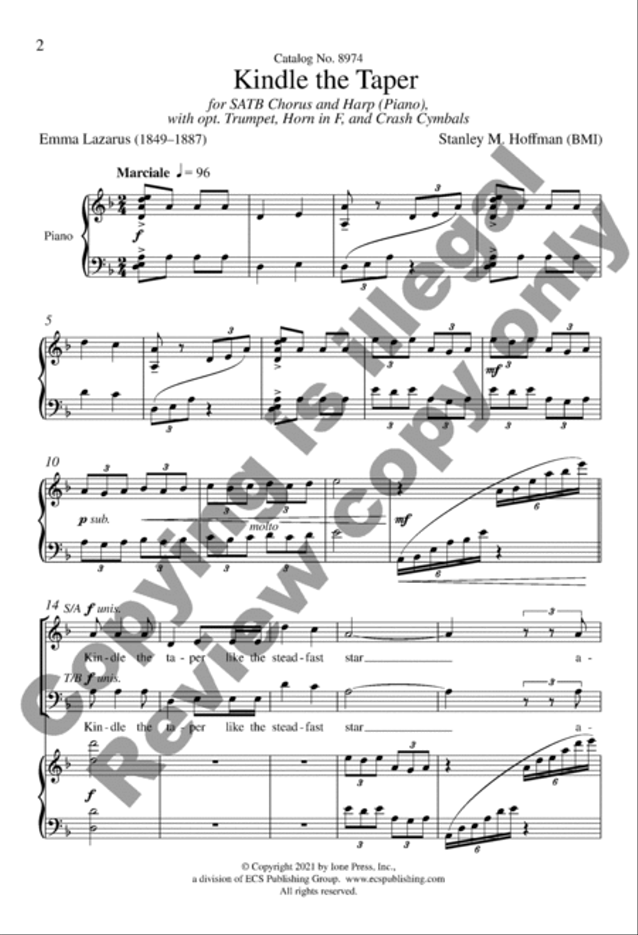 Kindle the Taper (Piano/Choral Score) 4-Part scores gallery preview page 2