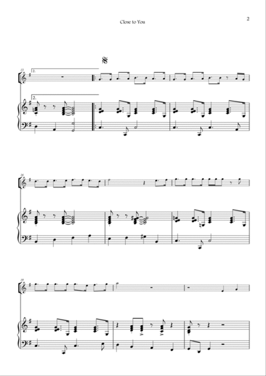 Close To You Close To You Flute Solo scores gallery preview page 2