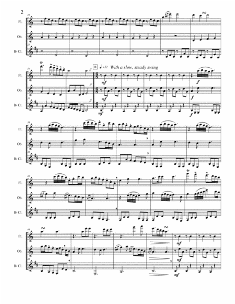 Variations on All the Pretty Little Horses - woodwind trio Woodwind Trio scores gallery preview page 2