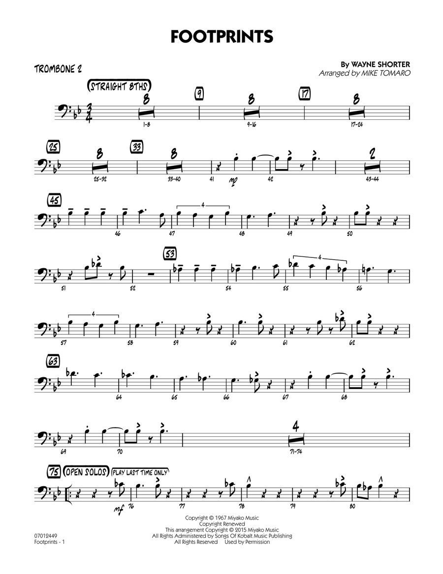 Footprints - Trombone 2 Trombone scores gallery preview page 1