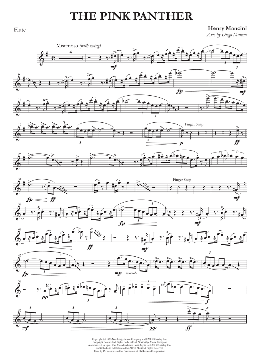The Pink Panther from THE PINK PANTHER Flute Solo scores gallery preview page 1