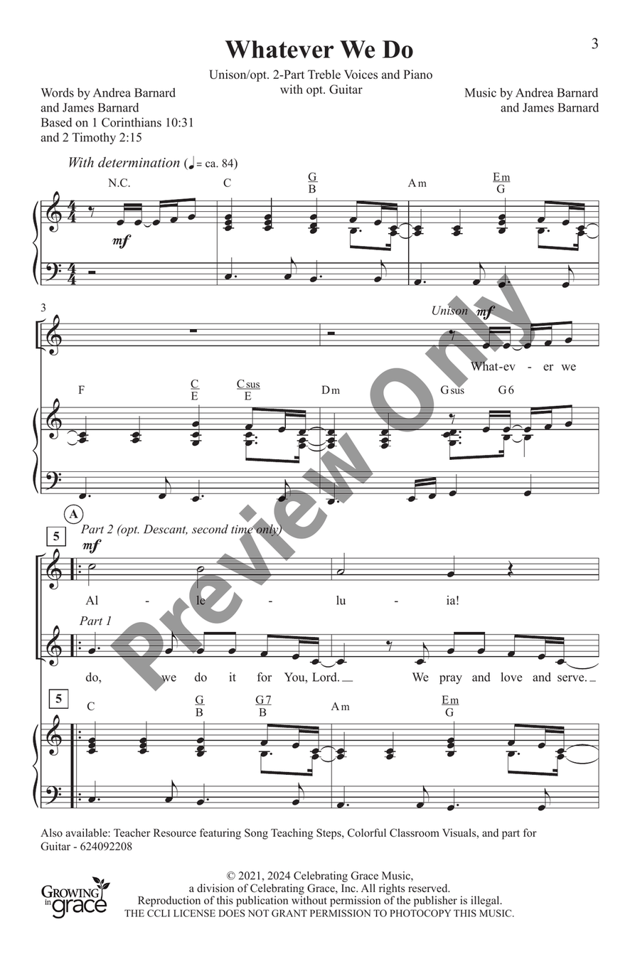 Whatever We Do Unison Choir scores gallery preview page 2