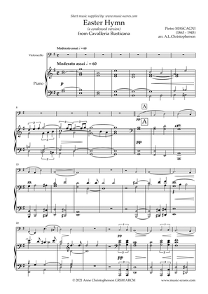 Easter Hymn from Cavaliera Rusticana - Cello (Low) and Piano