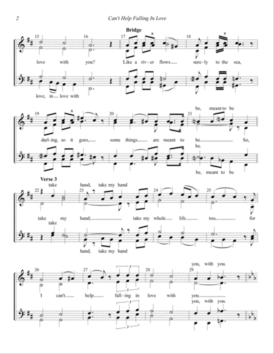 Can't Help Falling In Love SSAA scores gallery preview page 2