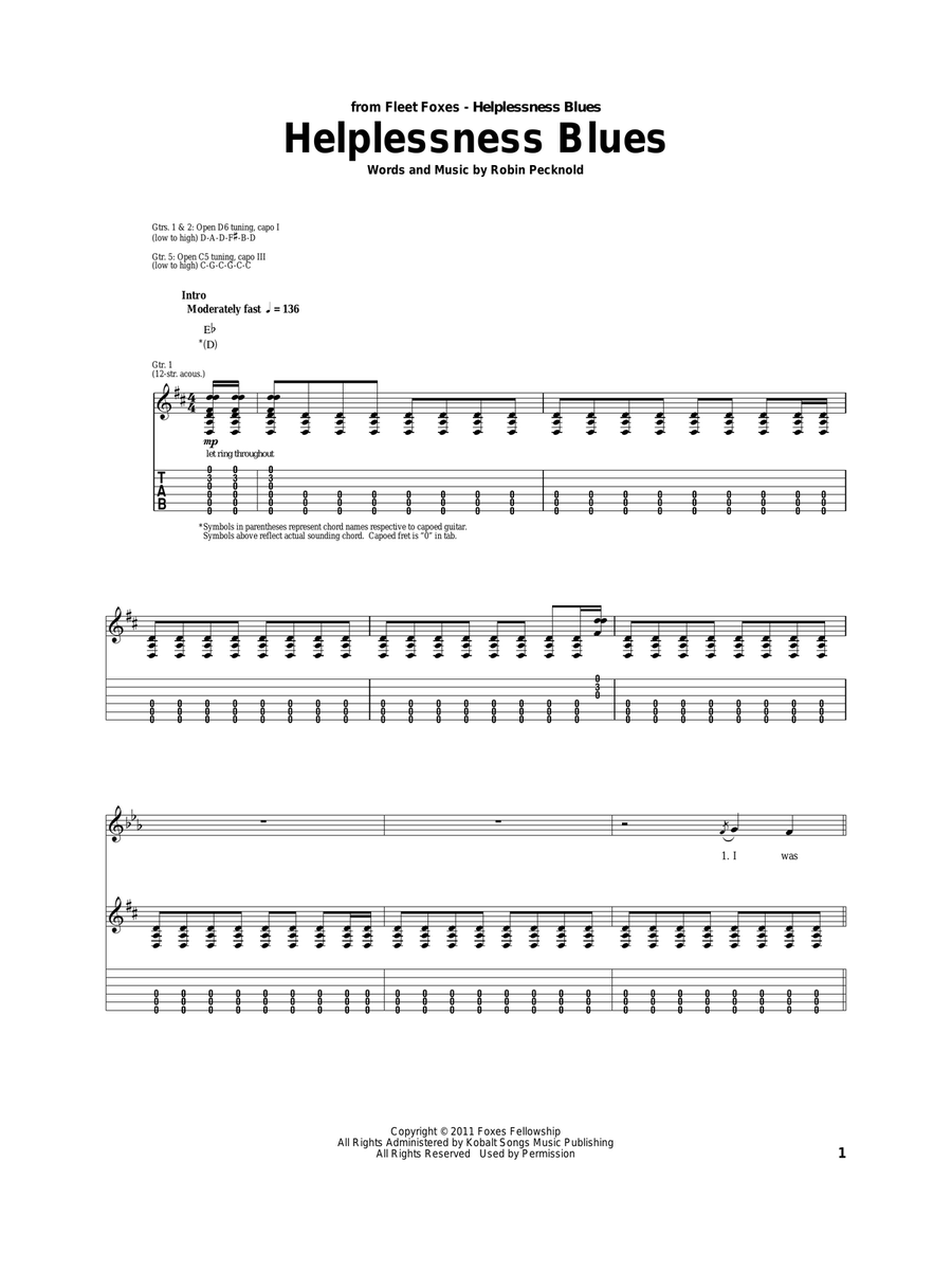 Helplessness Blues Acoustic Guitar scores gallery preview page 1