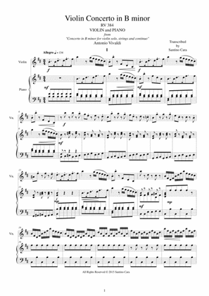 Book cover for Vivaldi - Violin Concerto in B minor RV 384 for Violin and Piano