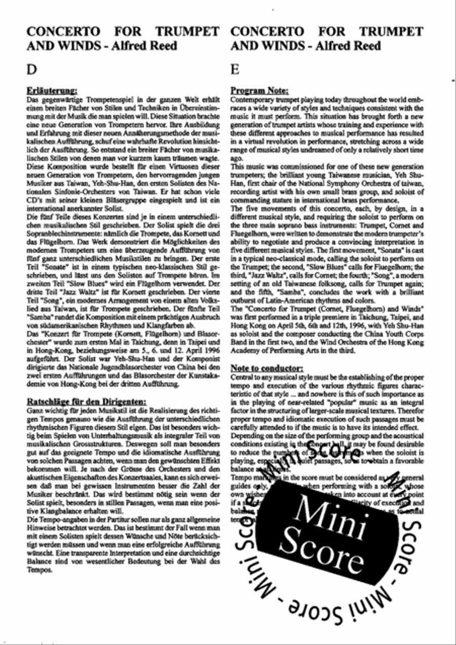 Concerto for Trumpet part 1 Concert Band scores gallery preview page 33