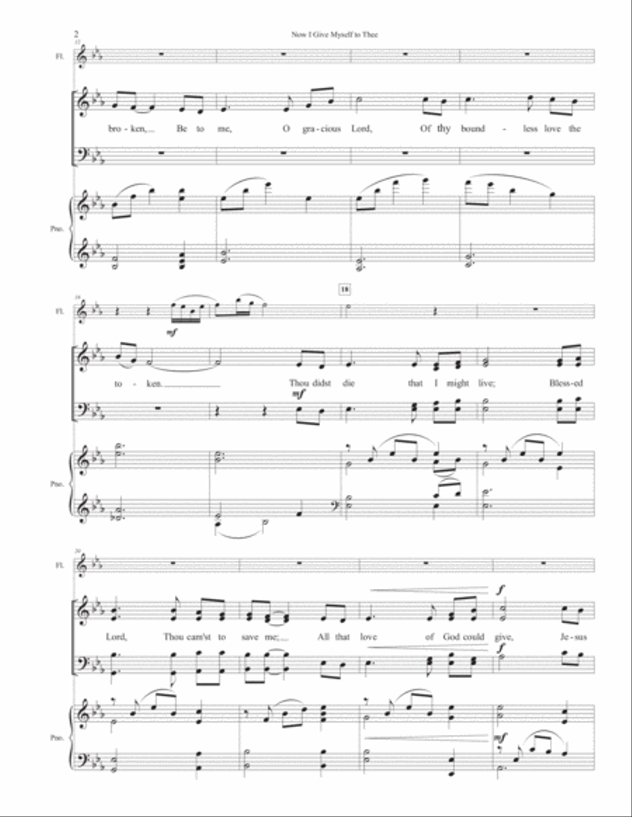Now I Give Myself to Thee - SATB, Flute and Piano 4-Part scores gallery preview page 4