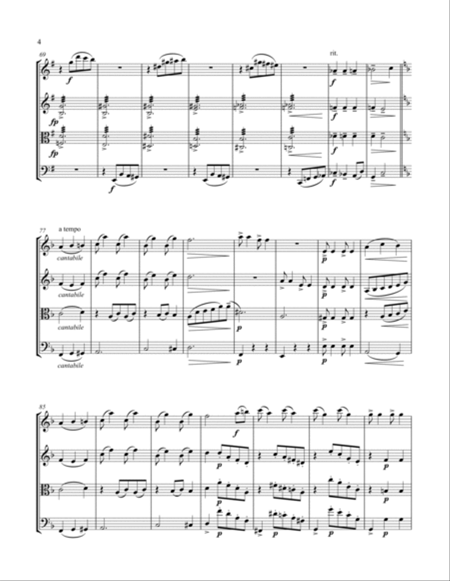 Bethena - A Concert Waltz String Quartet scores gallery preview page 4
