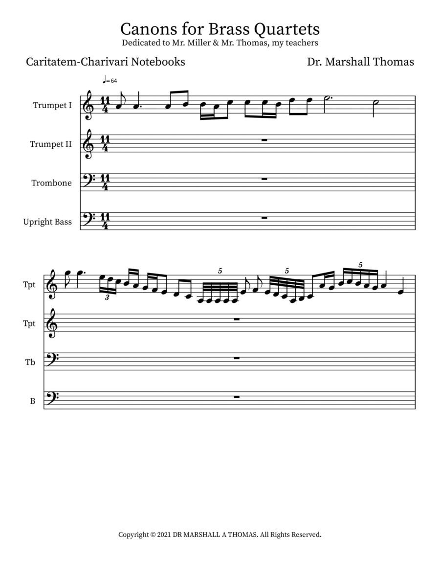 Canons for Brass Quartets Brass Quartet scores gallery preview page 1
