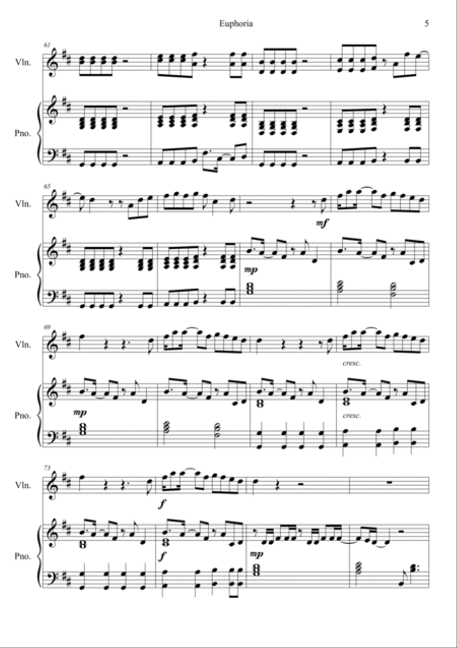 Euphoria Euphoria Violin Solo scores gallery preview page 5