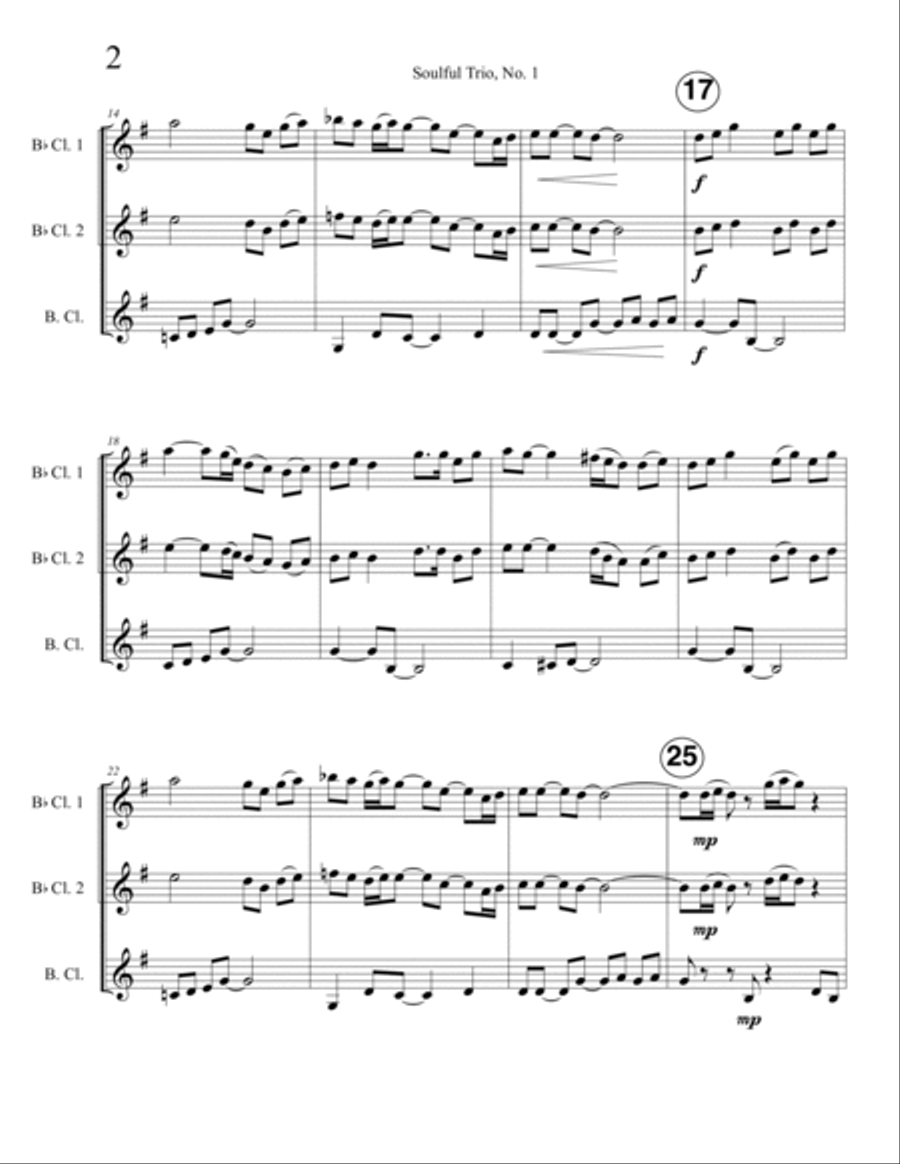 Soulful Trio, No. 1 (2 Bb clarinets and Bb bass clarinet) Woodwind Trio scores gallery preview page 4