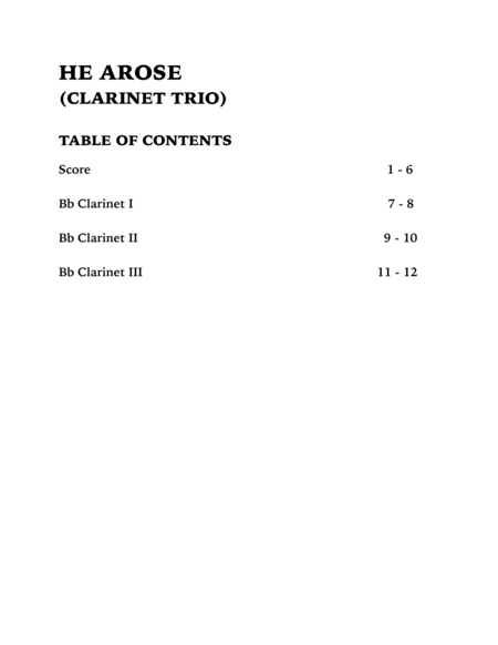He Arose (Clarinet Trio) image number null