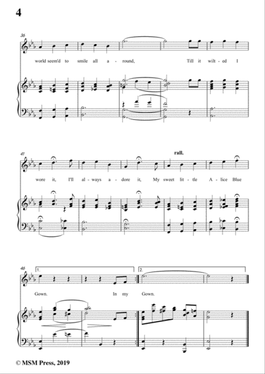 Harry Tierney-Alice Blue Gown,in E flat Major,for Voice and Piano Voice Solo scores gallery preview page 6
