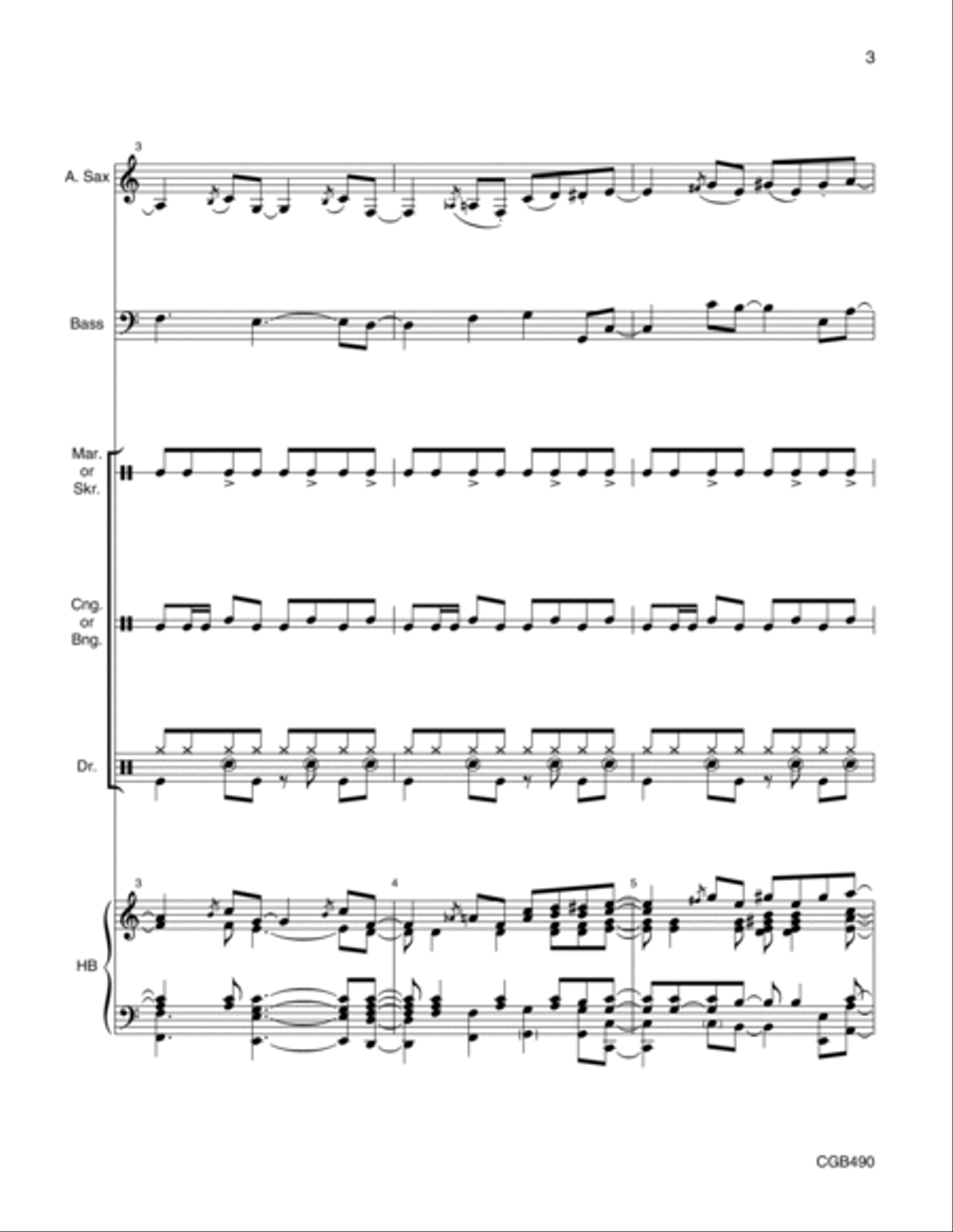 Jazz Ballad on Let Us Break Bread Together Full Score Handbell Choir scores gallery preview page 3
