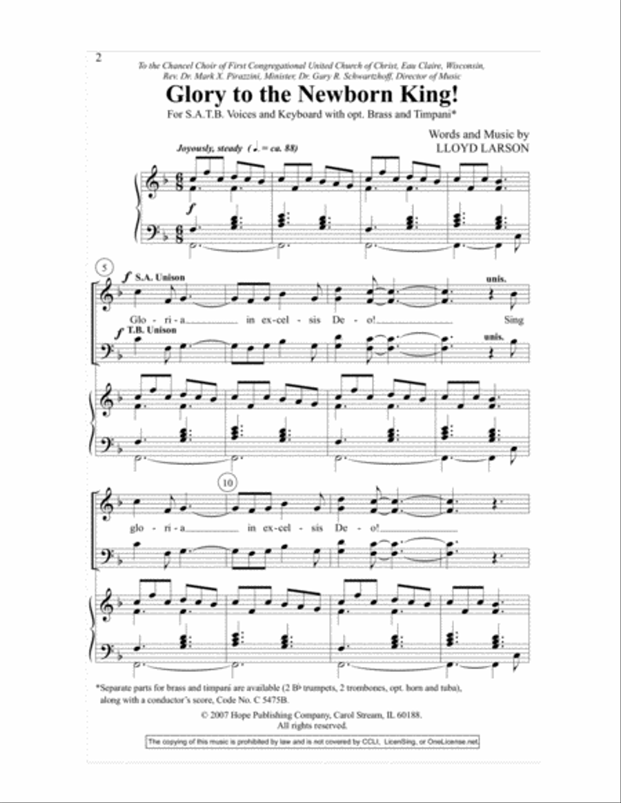 Glory to the Newborn King! 4-Part scores gallery preview page 2