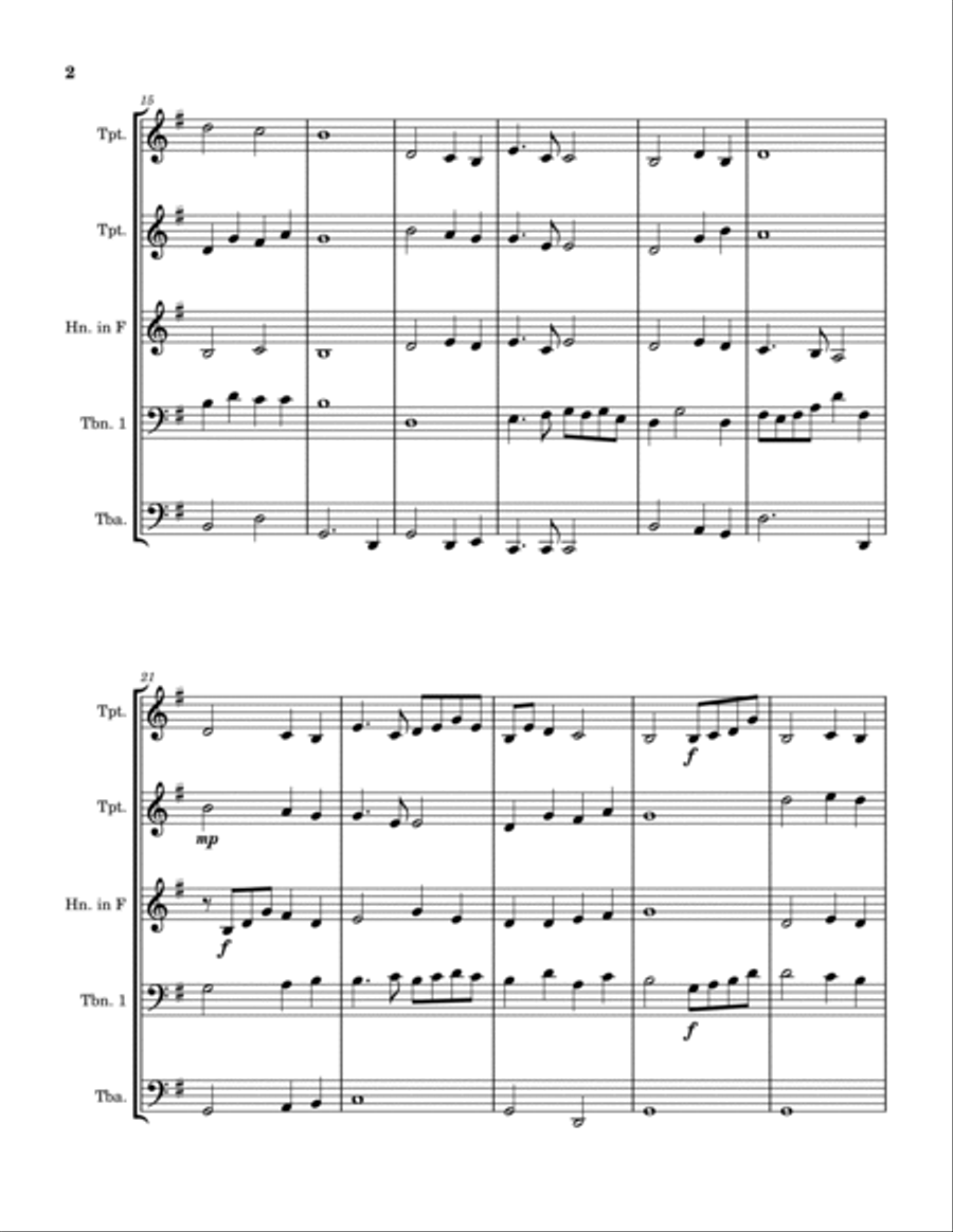 Nearer My God to Thee Brass Quintet scores gallery preview page 2