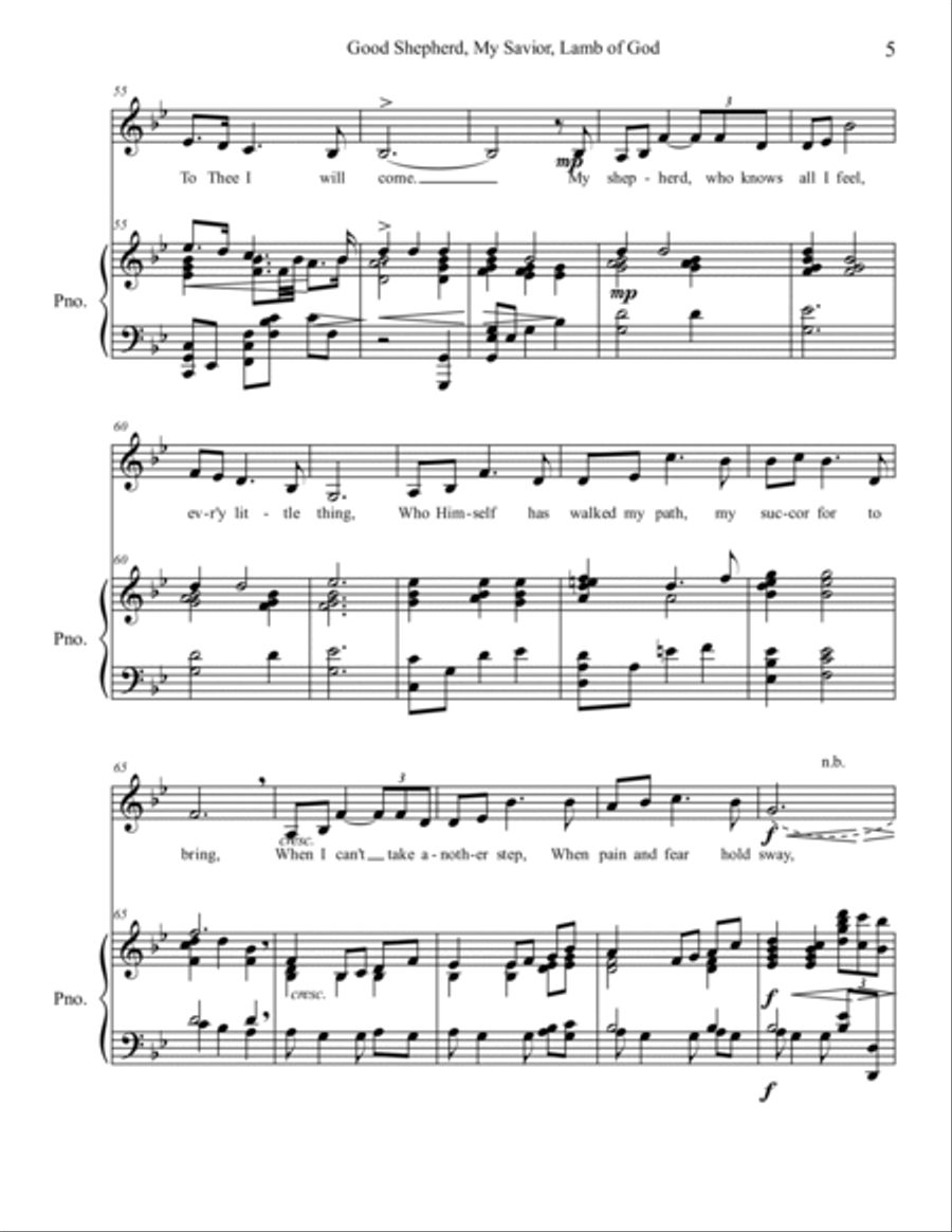 Good Shepherd, My Savior, Lamb of God, vocal solo, medium voice Medium Voice scores gallery preview page 5