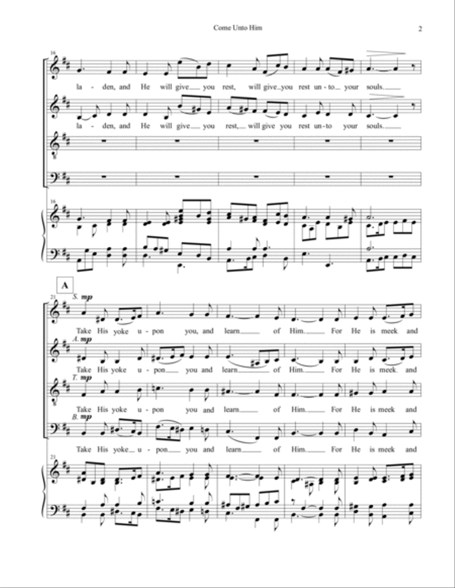 Come Unto Him - SATB Come Unto Him - SATB 4-Part scores gallery preview page 3