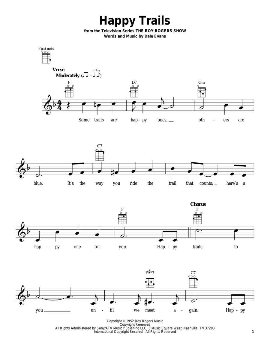 Happy Trails Ukulele scores gallery preview page 1