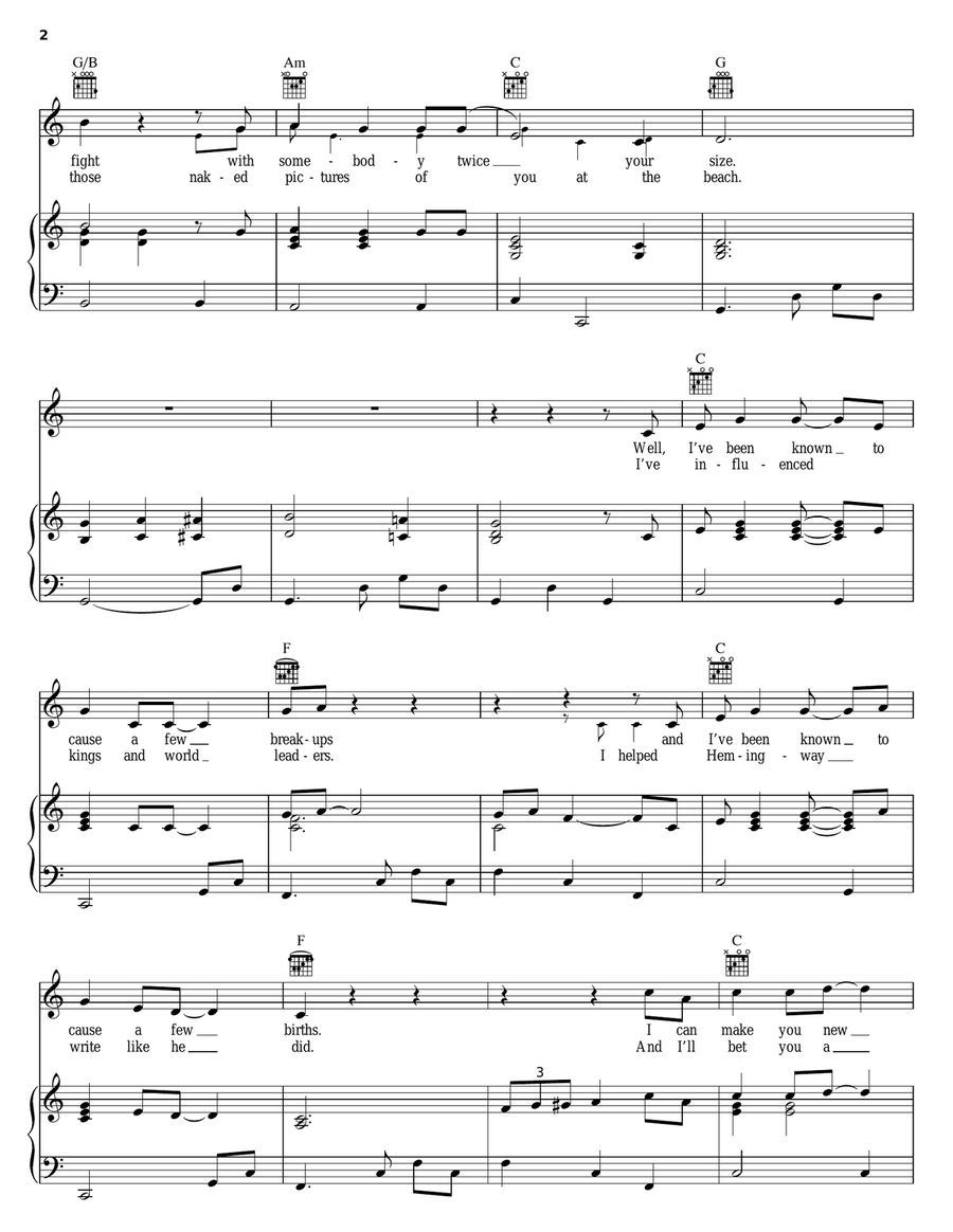 Alcohol Piano, Vocal, Guitar scores gallery preview page 2