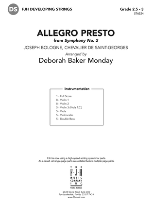Book cover for Allegro Presto: Score