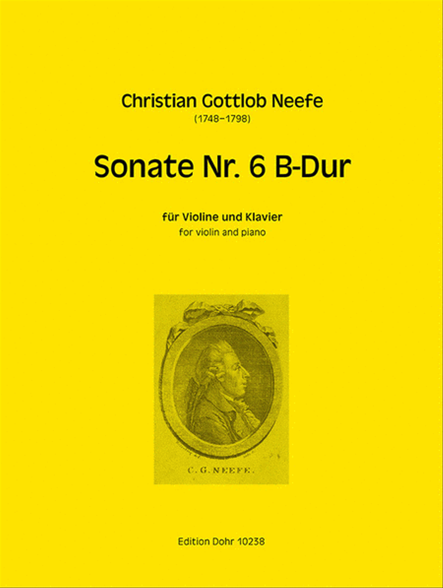 Sonate Nr. 6 für Violine und Klavier B-Dur (aus: Sechs Klaviersonaten mit Begleitung einer Violine) Violin Solo scores gallery preview page 1