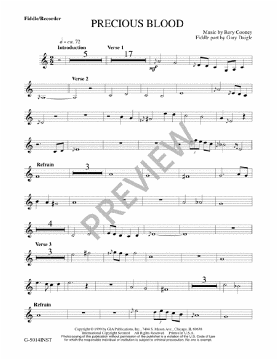Precious Blood - Instrument edition Recorder scores gallery preview page 2